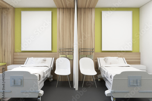 Tableau sur toile Yellow ward with posters