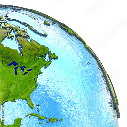 East coast of North America on model of Earth © harvepino