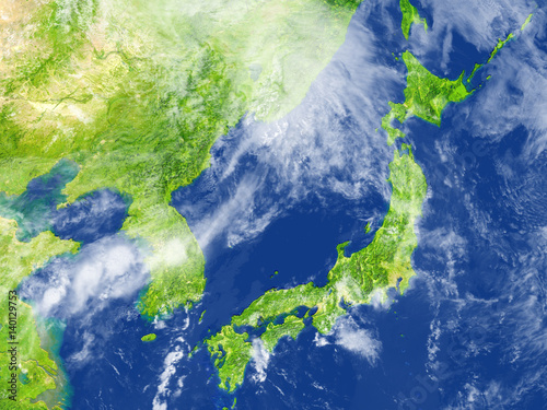 Fototapeta Naklejka Na Ścianę i Meble -  Japan and Koreas on planet Earth