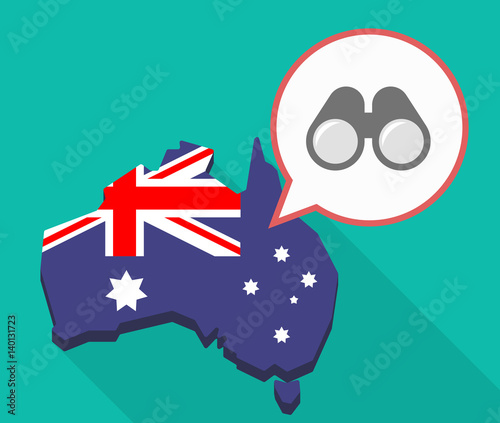 Long shadow map of Australia with a binoculars