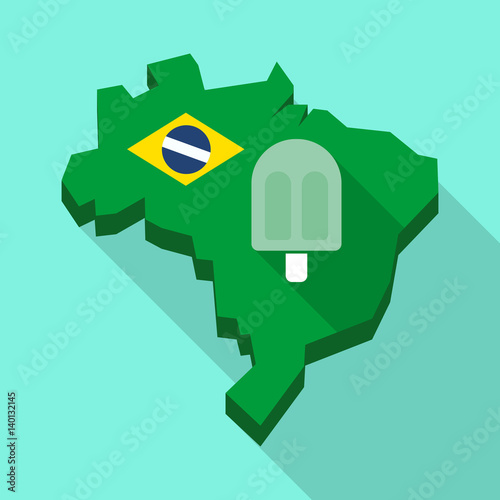 Long shadow map of Brazil with an ice cream