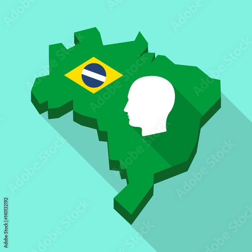 Long shadow map of Brazil with a male head