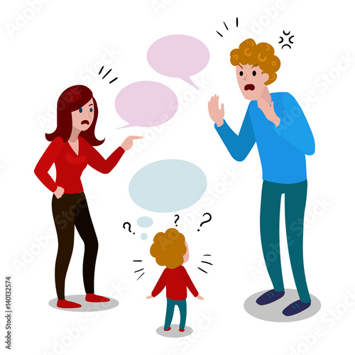 Parents quarrel with child cartoon vector