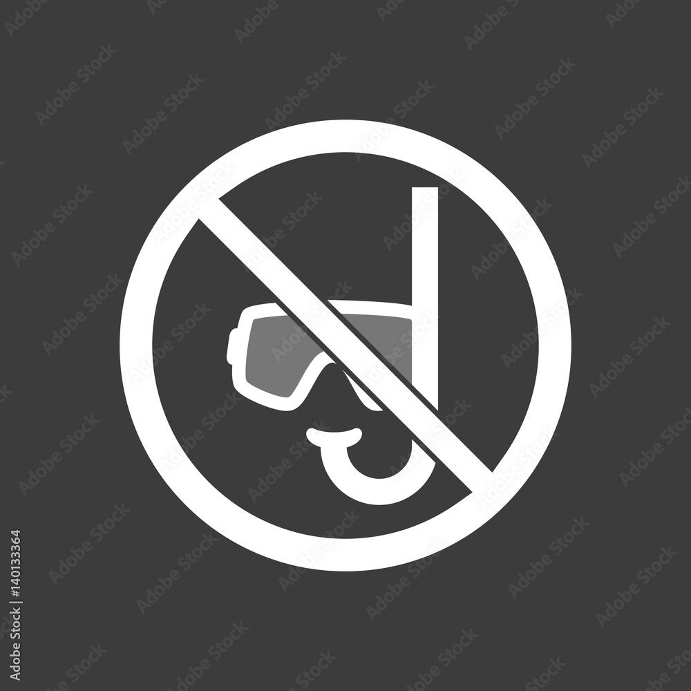 Isolated vector illustration of a diving glasses and a snorkel in a not allowed signal Isolated vector illustration of a diving glasses and a snorkel in a not allowed signal