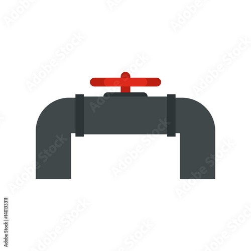 Pipeline with valve and handwheel icon, flat style