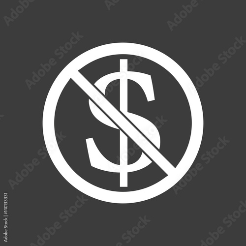 Isolated vector illustration of  a dollar sign  in a not allowed signal