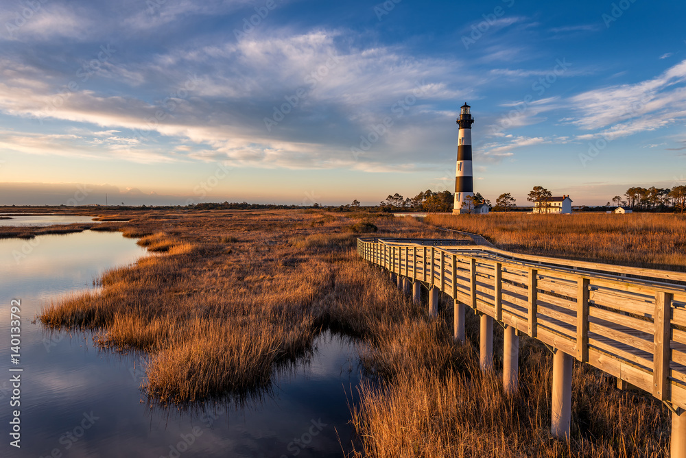Scenic lighthouse, Outer Banks, North Carolina - obrazy, fototapety, plakaty 