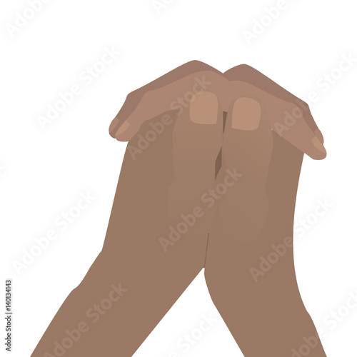 The hands are folded into the lock