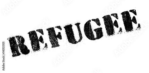 Refugee rubber stamp. Grunge design with dust scratches. Effects can be easily removed for a clean, crisp look. Color is easily changed.