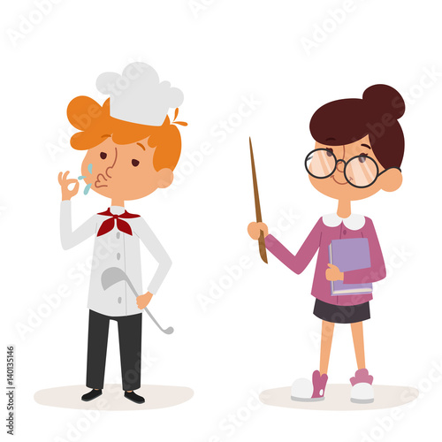 cartoon profession kids children vector set illustration person childhood doctor teacher uniform worker character