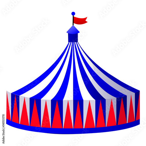 Illustration circus stripe tent isolated on white background