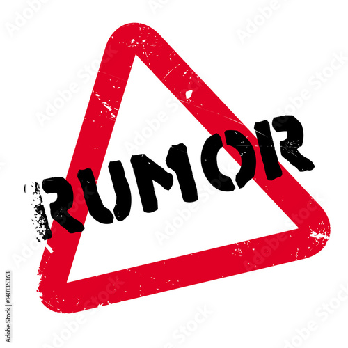 Rumor rubber stamp. Grunge design with dust scratches. Effects can be easily removed for a clean, crisp look. Color is easily changed.