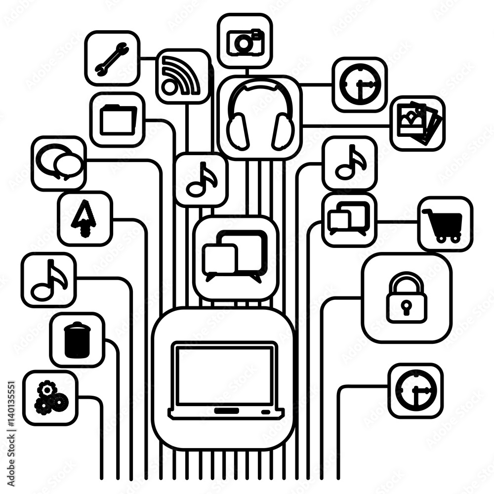 figure computer icons connections, vector illustraction design Stock ...