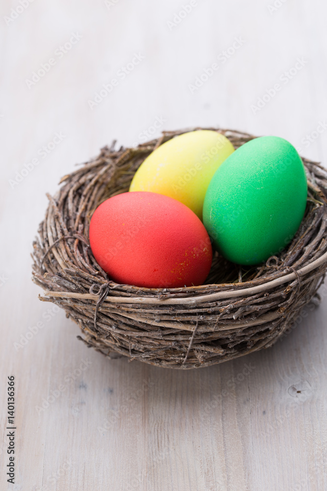 Easter eggs in the nest. Spring discount card. Easter eggs in the nest. Spring discount card.