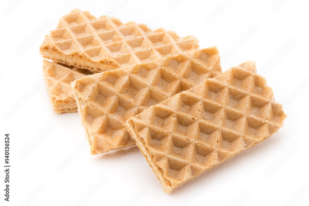 Waffle with crem isolated on white background. Waffle with crem isolated on white background.