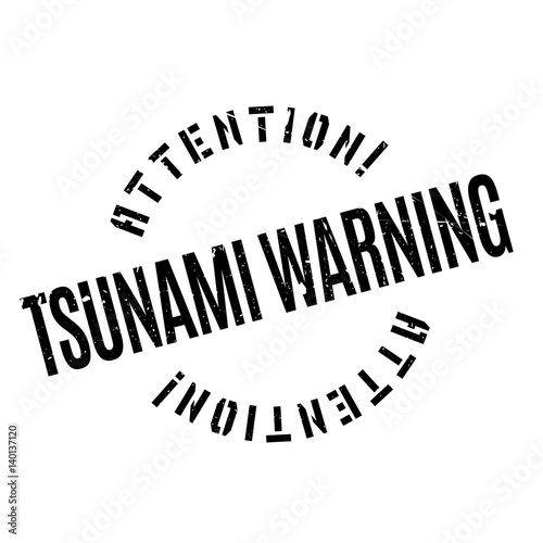 Tsunami Warning rubber stamp. Grunge design with dust scratches. Effects can be easily removed for a clean, crisp look. Color is easily changed.