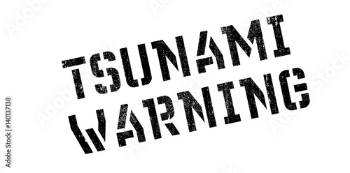 Tsunami Warning rubber stamp. Grunge design with dust scratches. Effects can be easily removed for a clean, crisp look. Color is easily changed.