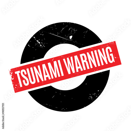 Tsunami Warning rubber stamp. Grunge design with dust scratches. Effects can be easily removed for a clean, crisp look. Color is easily changed.