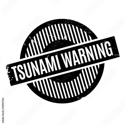 Tsunami Warning rubber stamp. Grunge design with dust scratches. Effects can be easily removed for a clean, crisp look. Color is easily changed.