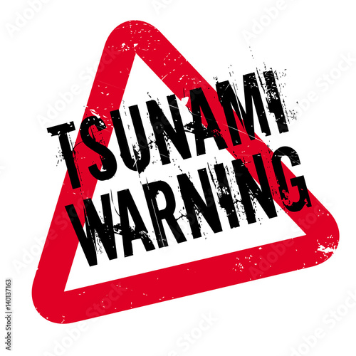 Tsunami Warning rubber stamp. Grunge design with dust scratches. Effects can be easily removed for a clean, crisp look. Color is easily changed.