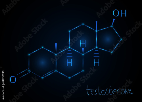 Hormone Testosterone , molecular formula. Chemical abstract background. Vector illustration.