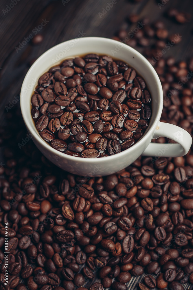 Fototapeta premium coffee tea mug beans