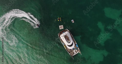 Top View of Yacht in a Paradise Island