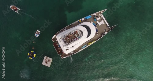 Top View of Yacht in a Paradise Island