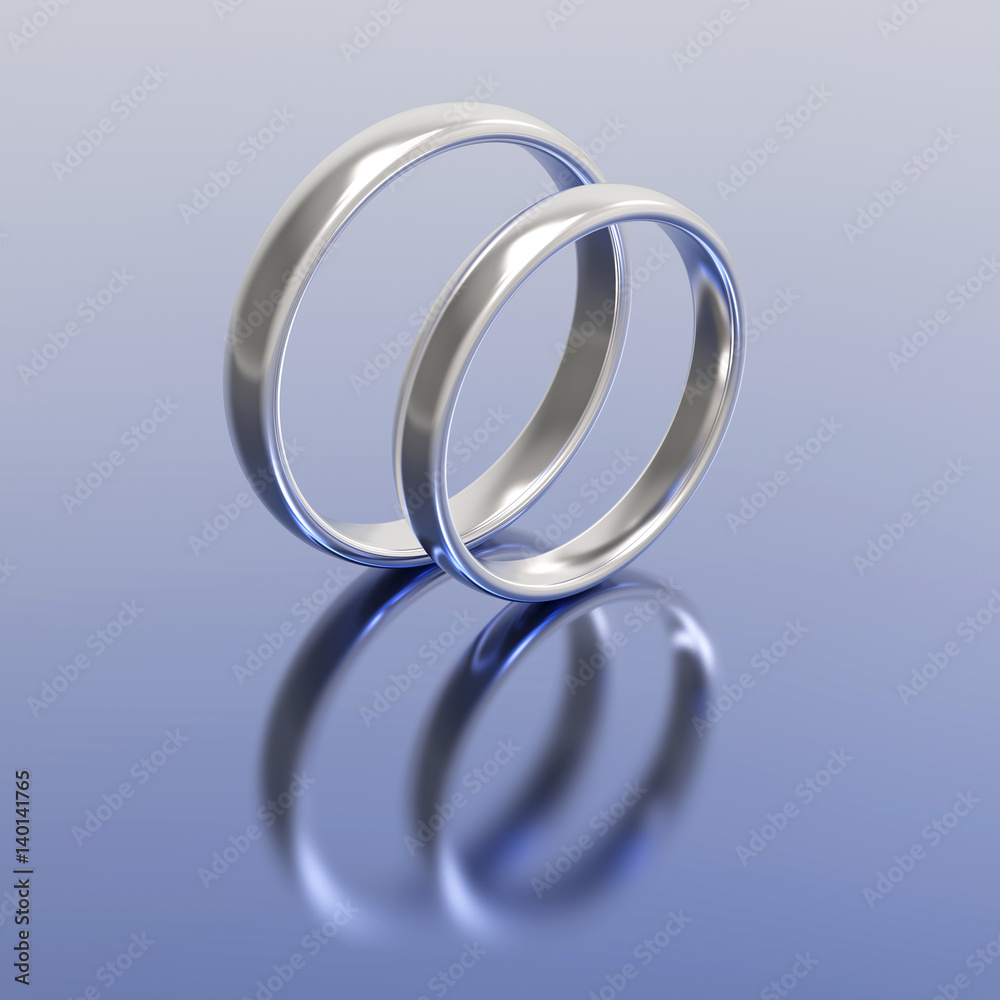 3D illustration gold silver wedding rings 3D illustration gold silver wedding rings