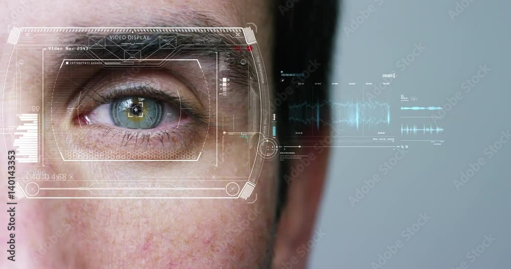 human being futuristic vision, vision and control and protection of persons, control and security in the accesses.Concept of: dna system, scientific technology and science.
