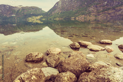 Mountains and fjord in Norway, photo