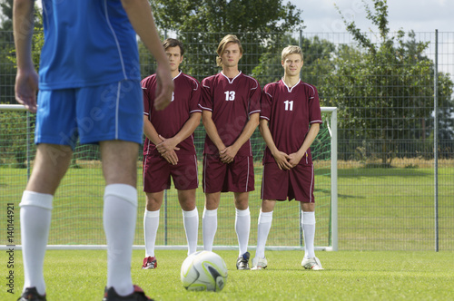 Free kick situation during soccer game