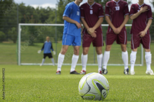 Free kick situation during soccer game