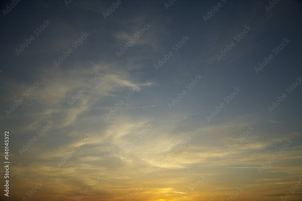 Cirrostratus at sky in sunset