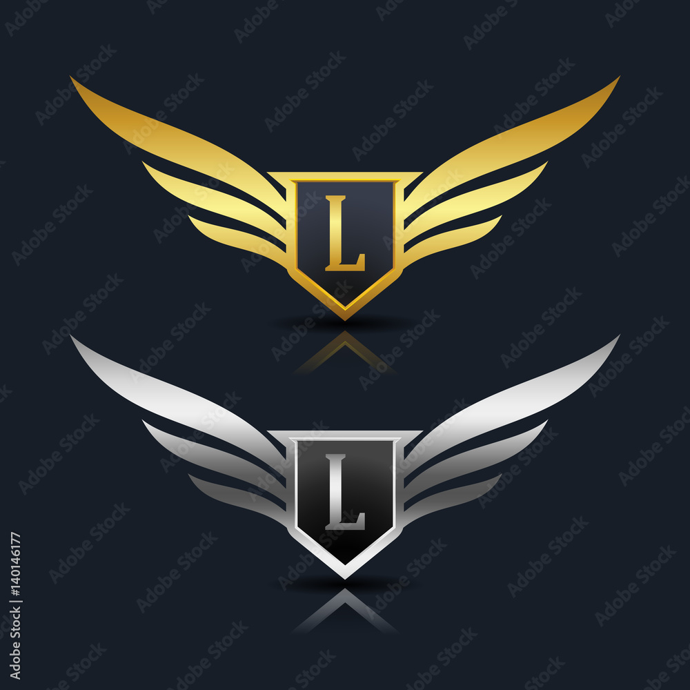 Wings Shield Letter L Logo Template Wings Shield Letter L Logo Template