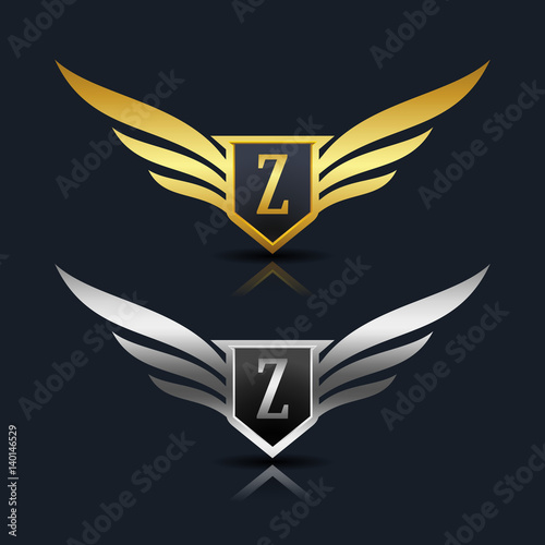 Wings Shield Letter Z Logo Template 