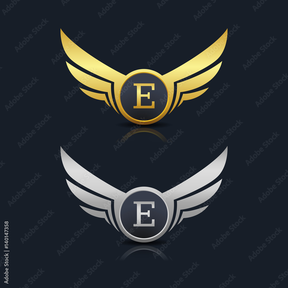 Wings Shield Letter E Logo Template Wings Shield Letter E Logo Template