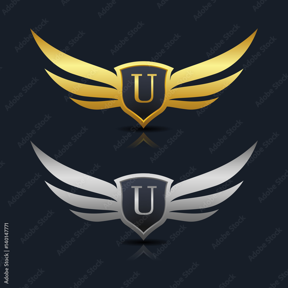 Wings Shield Letter U Logo Template Wings Shield Letter U Logo Template