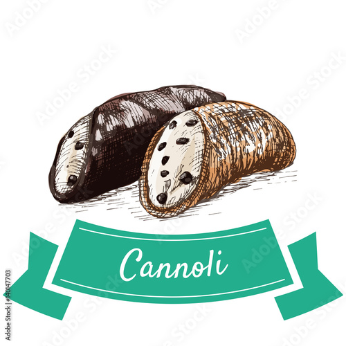 Cannoli colorful illustration.