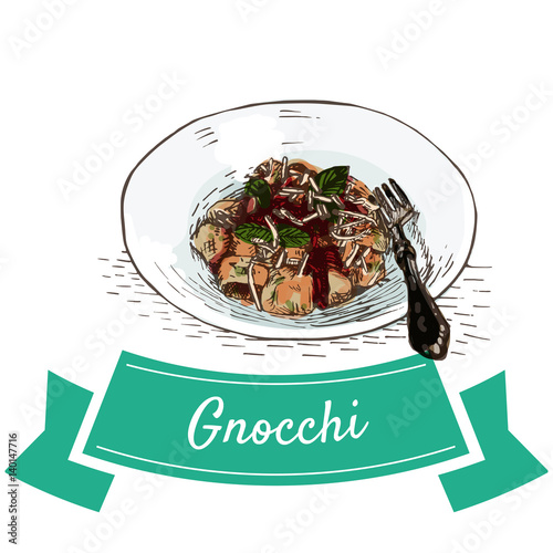 Gnocchi colorful illustration.