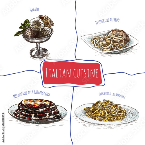 Italian menu colorful illustration.