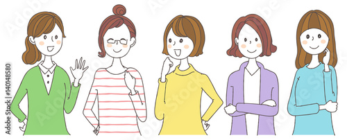 女性グループのイラスト