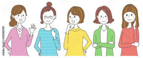 女性グループのイラスト