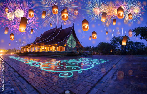 Recessed light in Wat Sirindhornwararam (Phu Prao Temple), Ubon Ratchathani, Thailand