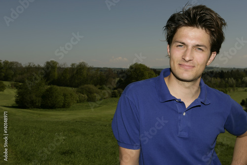 Young man on golf course
