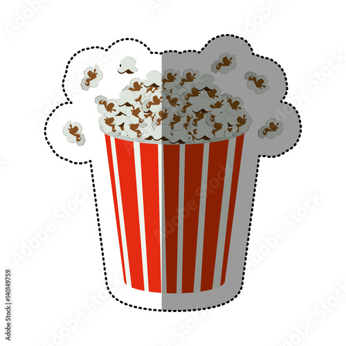 silhouette sticker of popcorn container vector illustration