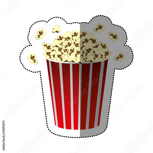 colorful sticker of popcorn container vector illustration