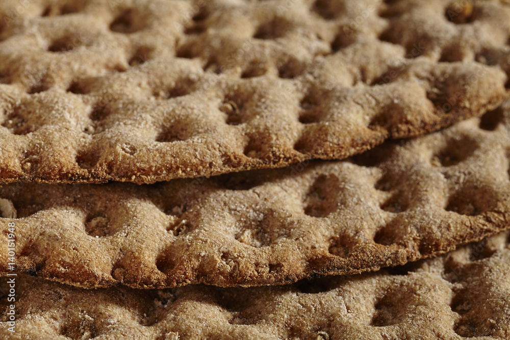 rounds of whole grain, Swedish crispbread, called knockebrod rounds of whole grain, Swedish crispbread, called knockebrod