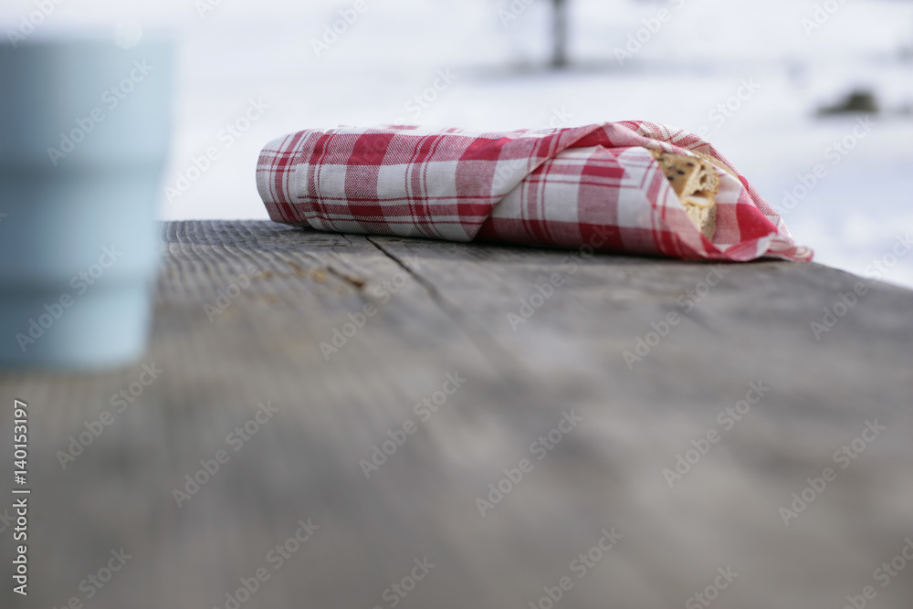 Obraz premium Sandwich lying on a wooden table