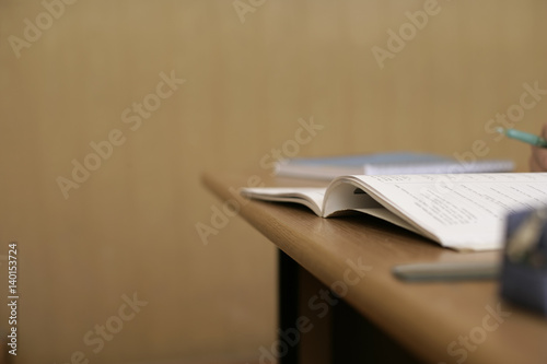 A booklet on a table